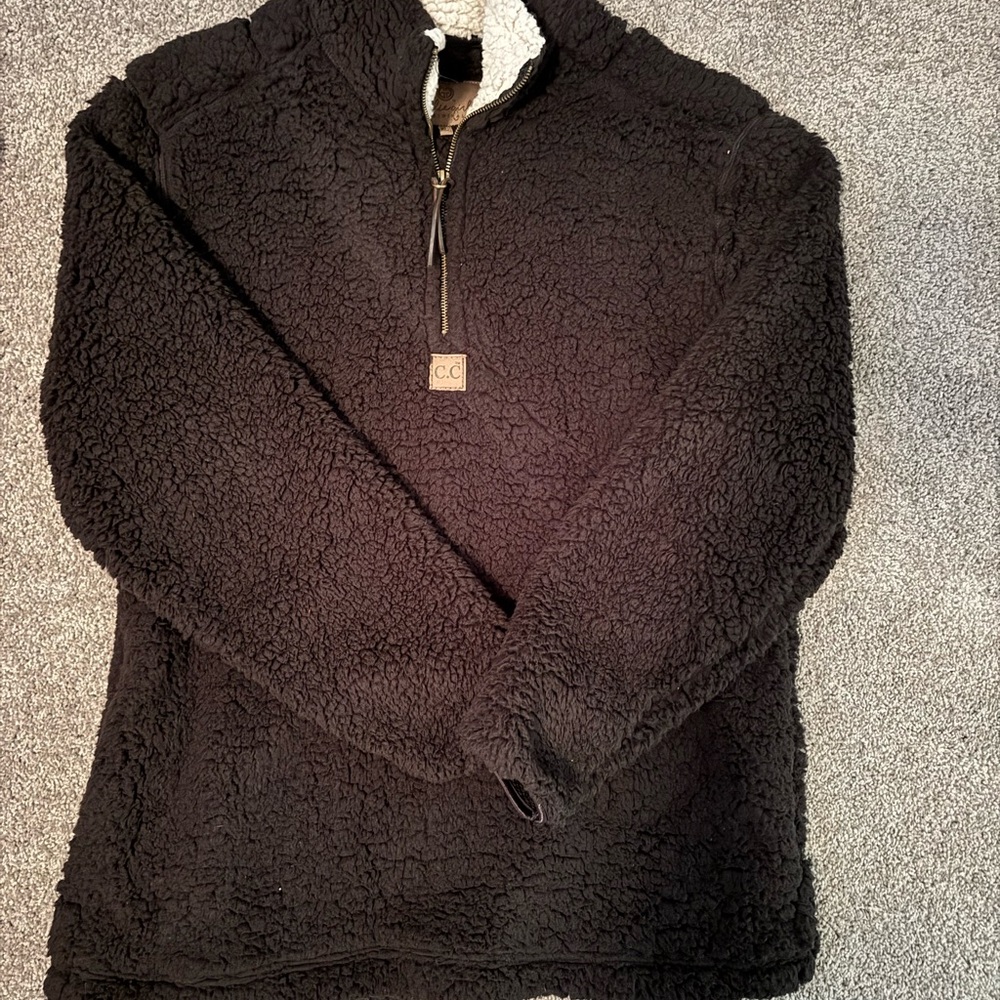 C.C Women's Brown Sherpa Pullover